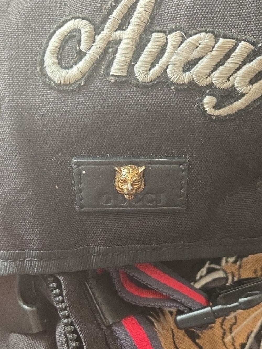 Gucci Black Backpack with Gold Tiger Accent & Red-Blue Webbing *PLEASE SEE PICS! - Picture 5 of 6